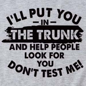 T-shirt gris surdimensionné avec inscription artistique I'll put you the trunk noire
