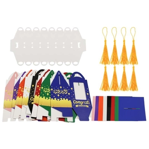 6-pack colorful graduation cupcake boxes with window display and yellow tassels