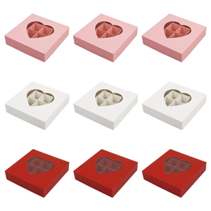 Heart Window Chocolate Packaging Box Cardboard Gift Box For Valentine's Day Wedding Candy Treat Container Romantic Square Party Favors Boxes