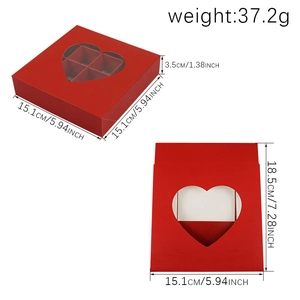 Red heart window chocolate box 12 grid gift packaging with flat fold structure