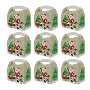 Set di 9 scatole regalo di Natale in carta kraft con illustrazioni di Babbo Natale