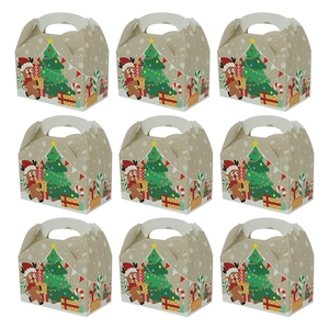 Set di 9 scatole regalo di Natale in carta con manici e motivi festivi di renne