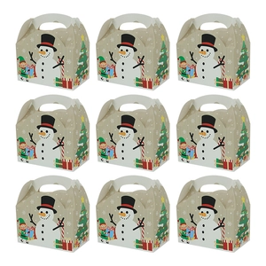 Set di scatole regalo di Natale in cartone bianco con motivi festivi di pupazzo di neve