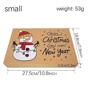 Scatola regalo di Natale in carta kraft con illustrazione di pupazzo di neve 27,5cm