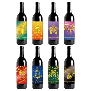 Christmas Wine Bottle Labels Stickers Mixed Festive Designs Merry Christmas Wine Label Decals For Holiday Party Decoration