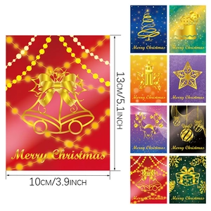 Premium gold foil Merry Christmas gift cards set with reindeer and tree designs 10x13cm