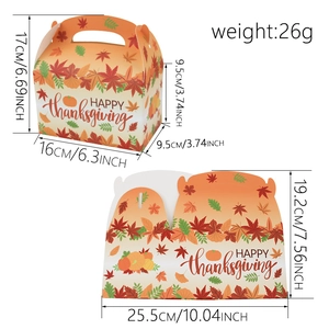 Thanksgiving gift box with fall maple leaves pattern and Happy Thanksgiving text