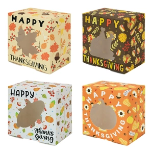 Erntedankfest Keks Geschenkboxen Mit Klarem PVC Fenster Herbst Ernte Party Papier Leckerli Boxen Truthahn Kürbis Ahorn Muster