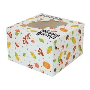 Thanksgiving Backbox mit Truthahnfenster und Herbst-Kürbis-Motiven, Größe 10x10cm