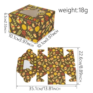 Thanksgiving-Keksbox mit Fenster und Putendruck, 10x10cm Geschenkverpackung Set