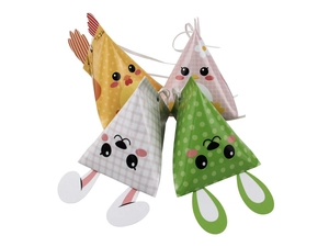 Set mit vier österlichen Geschenkschachteln in Tierform, Küken und Hasen Designs