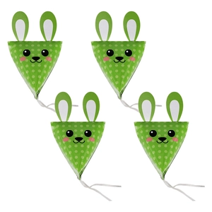 Set aus vier grünen gepunkteten Osterhasen-Geschenkboxen in Dreiecksform für Kinder