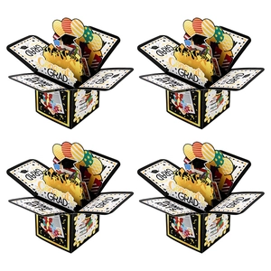 3D Graduation Pop Up Card Paper Gift Box With Envelope Foldable Doctor Cap Balloons Congrats Grad Decor Party Favor Graduates