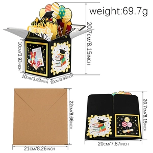 3D graduation pop-up card set with Congrats Grad gift box and kraft envelope