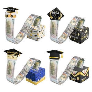 Graduation surprise money box set with doctoral cap cards and corrugated gift packaging