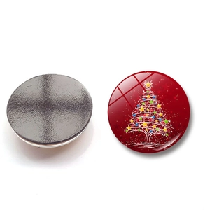 Vue avant et arrière des magnets de Noël en verre de 25 mm avec dos magnétique