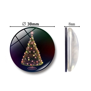 Aimant de réfrigérateur en verre sapin de Noël avec dôme de 30mm et dos magnétique
