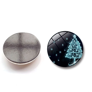 Aimant de réfrigérateur sapin de Noël en verre avec design bleu et dos magnétique noir