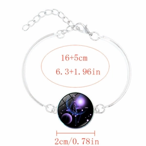 Bracelet constellation Balance en argent avec cabochon verre et chaîne réglable 16+5cm
