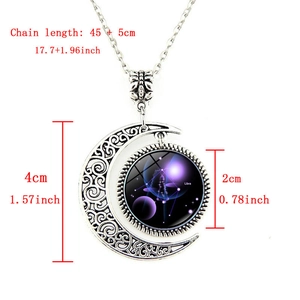 Collier lune Balance avec pendentif constellation et détails de taille en argent