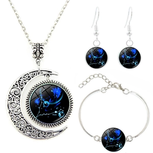 Détails du coffret bijoux Poissons avec collier lune, bracelet et boucles d'oreilles