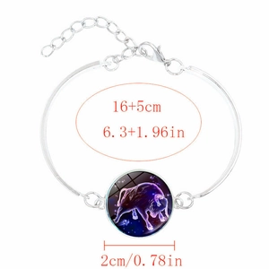 Silver Taurus constellation necklace set with glass pendant bracelet and stud earrings