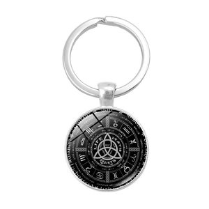 Portachiavi Ruota Dell Anno Wiccan Triquetra Neopagano Vita Morte Rinascita Ciondolo In Lega Di Zinco E Vetro Gioiello Mistico