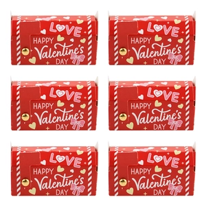 Set di 6 cassette postali rosse per San Valentino con motivi a cuore e scritte d'amore