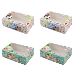 Easter Paper Gift Box With Clear Window Rabbit Egg Pattern Cookie Candy Baking Packaging Box For Holiday Party Decor