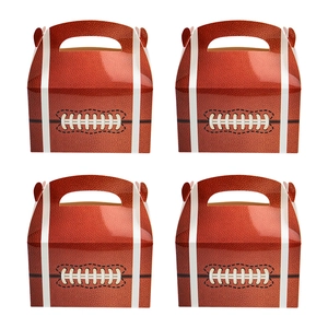Set of four American football themed paper party treat boxes with realistic leather texture