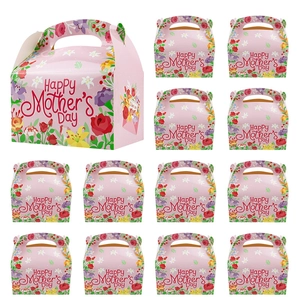 Rosa Muttertag Geschenkboxen mit Blumenmustern und Griffen, 12er Set für Verpackungen