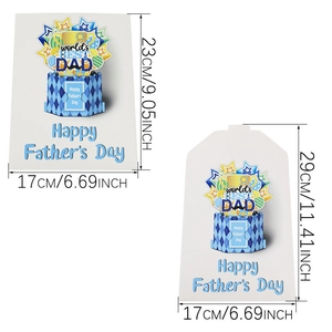 3D pop-up Father's Day card with World's Best Dad trophy design in two sizes