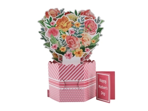 Dettaglio del biglietto 3D per la festa della mamma con bouquet di fiori di carta