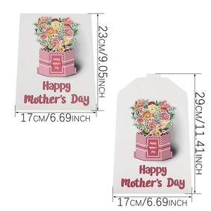 Biglietti 3D scatola di fiori per la festa della mamma in due misure con auguri