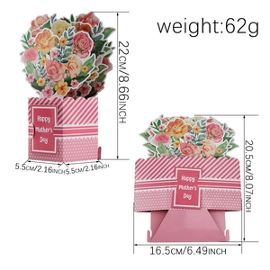 Biglietto 3D festa della mamma con bouquet di fiori colorati e design tridimensionale