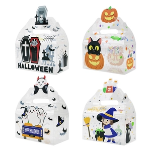 Halloween Transparent PVC Papier Geschenkboxen Mit Griff Cartoon Kürbis Geist Muster Süßigkeiten Verpackungsboxen Für Party