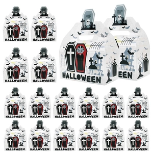 Halloween-Geschenkboxen-Set mit Vampir- und Sargmotiven zum Tragen in Rot und Schwarz