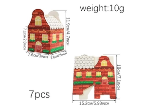 Detailed size chart showing assembly dimensions for gingerbread house paper gift boxes