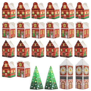 Christmas Gift Boxes Paper Candy Treat Boxes House Bell Tower Tree Shape Holiday Party Favors For Kids