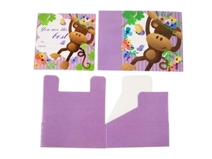 Détail de la carte singe violette avec message You Are The Best et son enveloppe