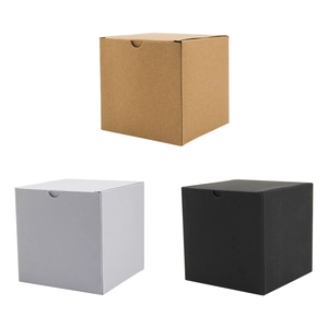 Vierkante Kraftpapier Cadeaudoos Snoepdoos Voor Bruiloft Feest DIY Opvouwbare Kartonnen Verpakking Wit Zwart Bruin