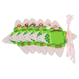 Farm animal theme gift box set with white cardstock templates and pink silk ribbon