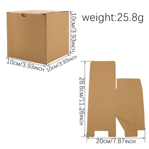 Vierkante geschenkdoos van bruin kraftpapier 10x10x10cm met plat sjabloon