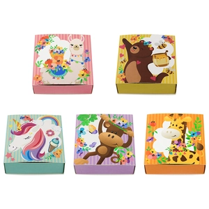 Boîte à Bonbons à Tiroir Animaux de Dessin Animé pour Anniversaire d'Enfants Mariage Fête Emballage Cadeau en Carton Avec Carte de Vœux