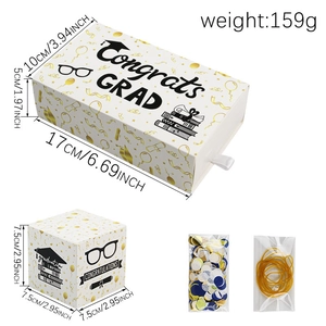 Graduation surprise gift box set with dimensions 17cm x 10cm x 5cm and confetti