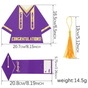 Maßangaben für das violette Abschlusskarten-Set mit Maßen für Karte und Quaste