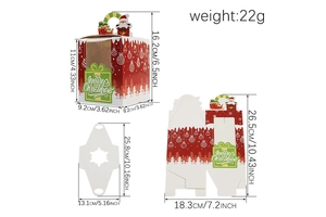 Detailed technical diagram of Christmas muffin box with dimensions and handle design