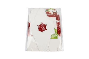 Flat-lay set of Christmas muffin boxes with Santa motifs and clear PVC windows