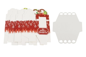Christmas cupcake boxes with PVC window and festive reindeer snowflake illustrations