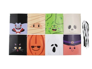 Set de 8 bolsas de Halloween para caramelos con diseños de monstruos y lazos de cierre